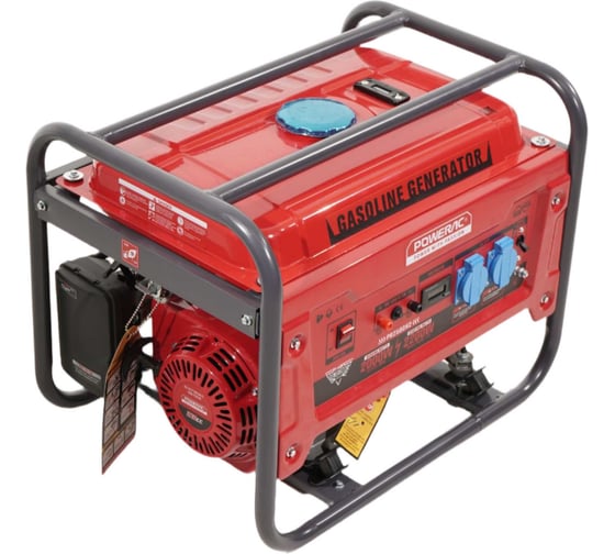 Генератор бензиновый электрический POWERAC 2.2 кВт, 220В, 6л.с., ручной стартер PR2500H2