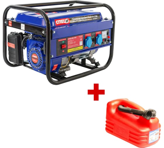 Генератор бензиновый СПЕЦ SB-3700, 1фаз, ном/макс=2,8кВт/3,0кВт, бак 15л СПЕЦ-SB-3700