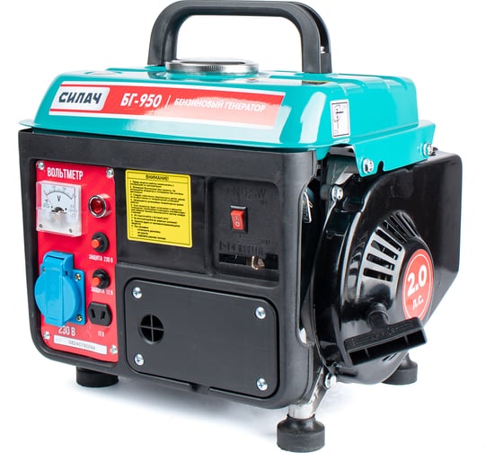 Генератор бензиновый СИЛАЧ БГ-950, 0.8кВт, бак 3.8л, 17кг, ручной стартер, 2Т/АИ-92 (1/24) 023053 1