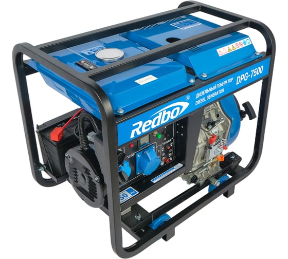 Генератор дизельный Redbo DPG-7500 (532см3, 7.0 кВт./7.5 кВт,ручной/электро стартер, дисплей) 21503