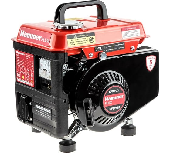Бензоэлектростанция Hammer Flex GN1000i инверторная 1.0КВт 220В 50Гц 3,5A, бак 2,0л непр.3,5ч 509744
