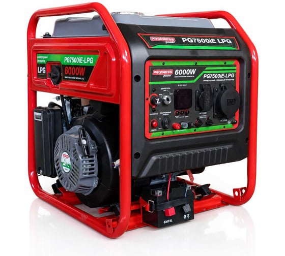Генератор инверторный газобензиновый PROKRESSPOWER PG 7500iE-LPG 6.0/5.5 кВт, электрозапуск, бак 15 л, 40 кг, открытый 00-00003826
