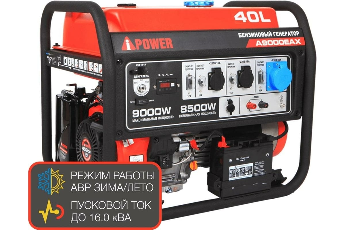 Бензиновый генератор A-iPower A9000EAX 20121 - выгодная цена, отзывы,  характеристики, фото - купить в Москве и РФ