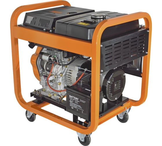 Генератор CARVER PPG-11000DE дизель, LT-1100F, 8,5/9,5 кВт, 220 В, бак 20л, э/старт, колеса, медь 01.020.00025
