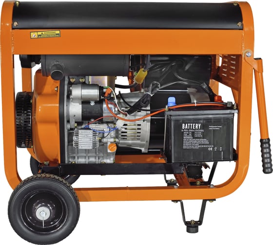 Генератор CARVER PPG- 9000DE дизель LT-192FD, 7,0/7,5кВт, 220В, бак12.5л, э/старт, колеса, медь 01.020.00024