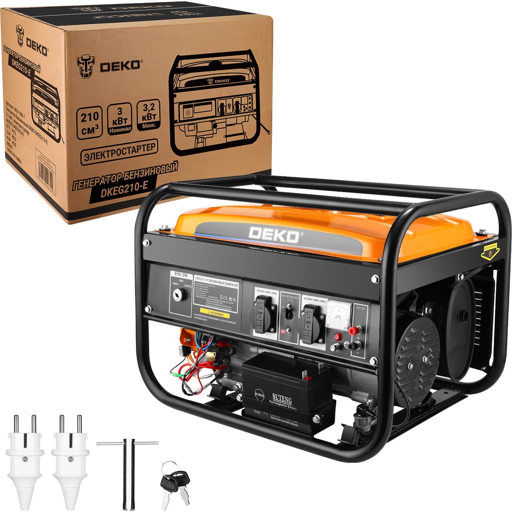 Бензиновый генератор DEKO dkeg210-e, 3.2 квт, электростартер 065-1085-1 ...