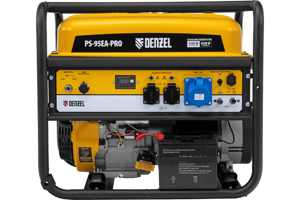Бензиновый генератор Denzel ps-95ea-pro, 9.5 квт, 230 в, 40 л, разъём ...