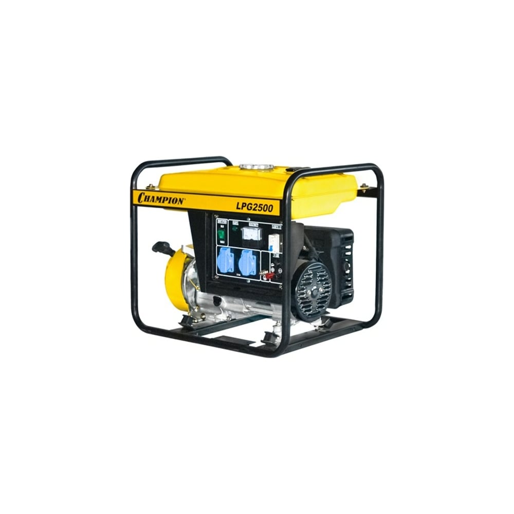 ГенераторChampion+газ,2/2,3кВт,15л,43,5кг,1,6л/ч,12V,счетчик,16АLPG2500