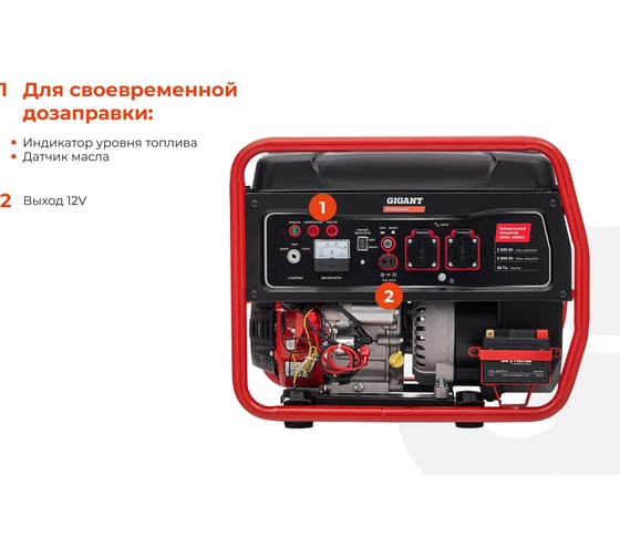 Инверторный генератор (3,6 кВт; эл.стартер) Gigant Professional GPIGL-3800EO