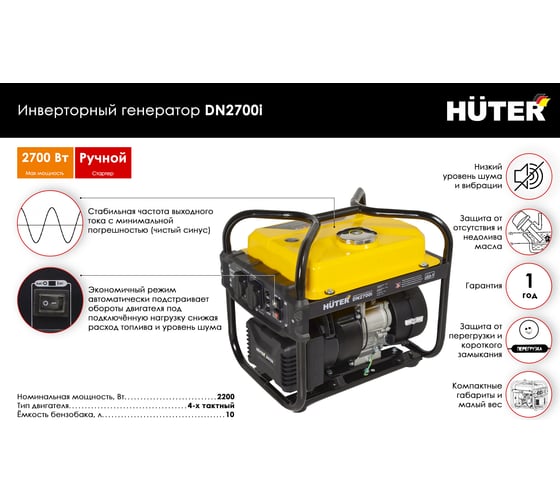 Инверторный генератор Huter DN2700i 64/10/6