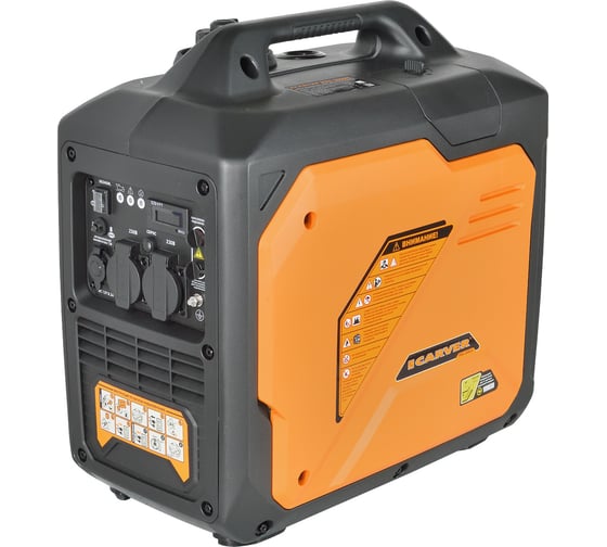 Инверторный генератор CARVER ppg -3500is 2,5/2,8 квт, 220/12в, 2 розетки, дисплей 01.020.00034