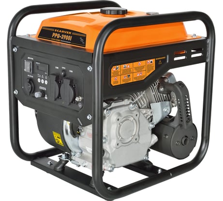 Инверторный генератор CARVER ppg -3900i 3/3,3квт, 220/12в, 2 розетки, дисплей 01.020.00035