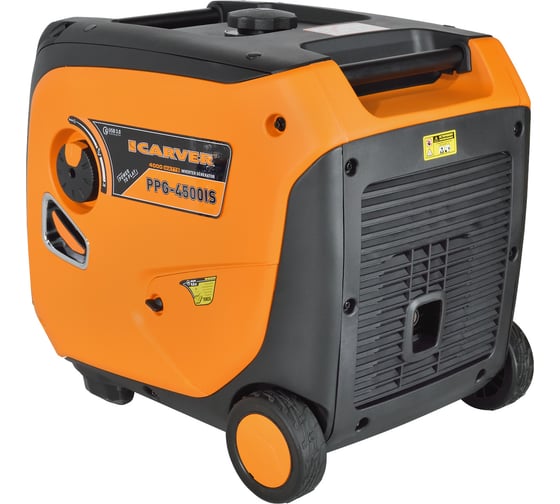 Инверторный генератор CARVER ppg -4500is 3,5/4,0квт, 220/12в, 2 роз.,usb, дисплей,колеса 01.020.00037