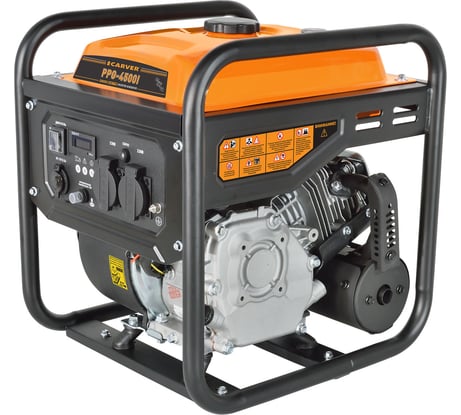 Инверторный генератор CARVER ppg -4500i 3,5/3,8квт, 220/12в, 2 розетки, дисплей 01.020.00036