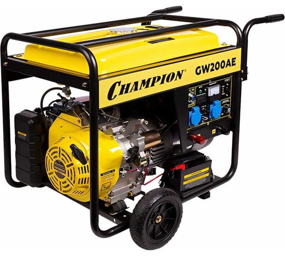 Бензиновый сварочный генератор Champion 4.5/5 Квт 200А 100кг эл.старт колеса GW200AE