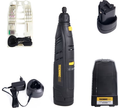 Аккумуляторный гравер TECHNICOM 12В, 2Ач, 6 скоростей, 5000-25000 об/мин TC-CF699
