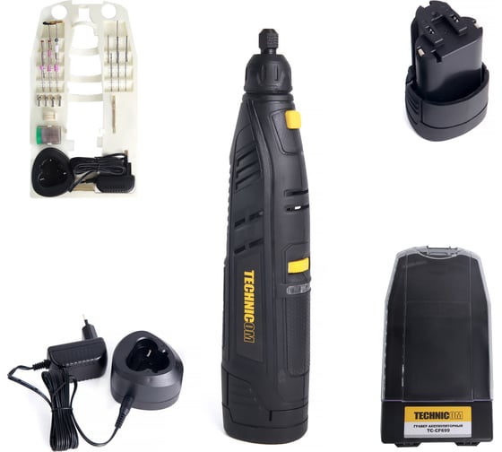 Аккумуляторный гравер TECHNICOM 12В, 2Ач, 6 скоростей, 5000-25000 об/мин TC-CF699