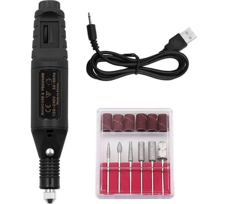 Мини гравер электрический Vitatools USB, гравировальная машинка 12 насадок graver-usb-dark-blue