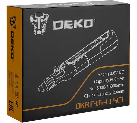 Аккумуляторный гравер DEKO DKRT3.6-Li SET 3.6 В, в кейсе 063-1400