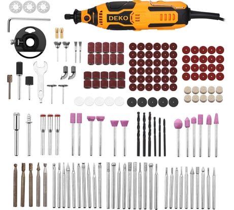 Гравер электрический DEKO ZKRT200 с регулировкой скорости, 200 Вт + набор аксессуаров 175 шт 081-1003