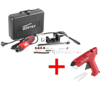 Гравер электрический WORTEX MG 3218 E в чемодане + аксессуары + пистолет клеевой GG 1180 (MG3218E11411А5) ЦГ-2226248656