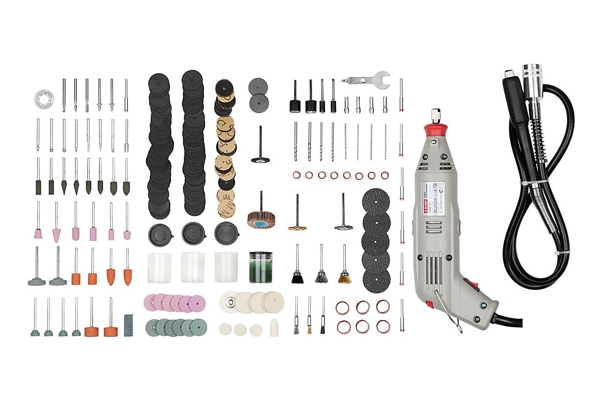 Гравер ЗУБР ЗГ-130ЭК + 219 предметов H219 - выгодная цена, отзывы,  характеристики, фото - купить в Москве и РФ