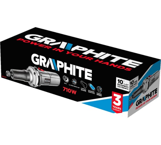 Прямая шлифовальная машина (Гравер) GRAPHITE 710Вт, 12000-28000 об/мин 59G071