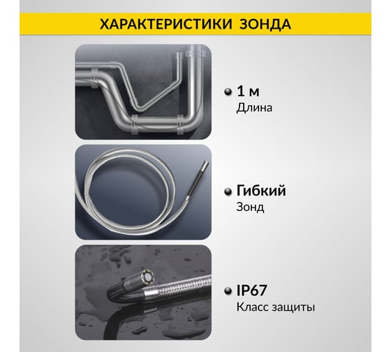Управляемый видеоэндоскоп iCarTool USB, 1Мп, 1280x720, 1м, 6мм зонд, поворот камеры 4х360° IC-V106AW