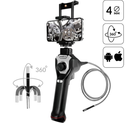 Управляемый видеоэндоскоп iCarTool USB, 1Мп, 1280x720, 1м, 4мм зонд, поворот камеры 4х360° IC-V104AW