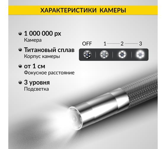 Управляемый видеоэндоскоп iCarTool USB, 1Мп, 1280x720, 1м, 4мм зонд, поворот камеры 4х360° IC-V104AW