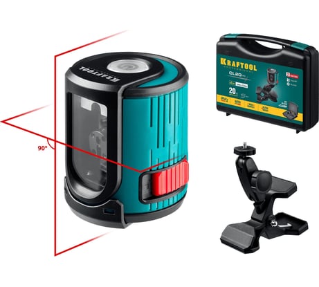 Лазерный нивелир KRAFTOOL CL 20 5 20 м, IP54, точность +/-0,2 мм/м, держатель, в кейcе 34700-5