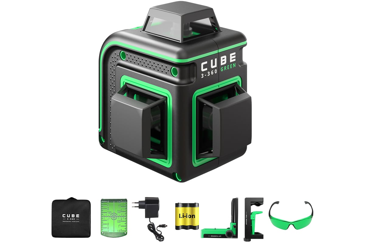 Лазерный уровень ADA Cube 3-360 GREEN Home Еdition А00566 - выгодная цена,  отзывы, характеристики, 1 видео, фото - купить в Москве и РФ