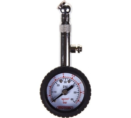 Манометр в металлическом корпусе SKYWAY 4 АТМ с резиновой защитой S07701006