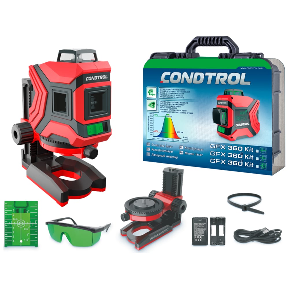 Лазерный нивелир Condtrol GFX 360 Kit 1-2-402 - выгодная цена, отзывы,  характеристики, фото - купить в Москве и РФ