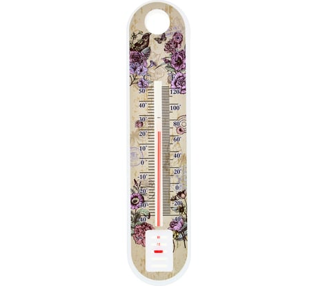 Комнатный термометр INBLOOM пластик, 19x4 см, "Цветы", на блистере 473-030