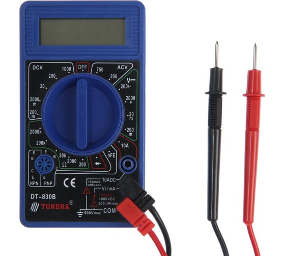 Мультиметр ТУНДРА DT-830B, ACV/DCV, DCA, 200-2МΩ 1026049