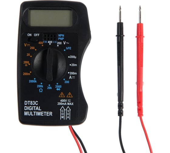 Мультиметр ТУНДРА mini, DT-83C, ACV/DCV, DCA, 200-2МΩ, проверка батареек 9V 1026053