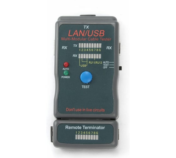 Тестер Cablexpert LAN 100/1000 Base-TX, для UTP, STP, RJ-11, USB-кабеля NCT-2