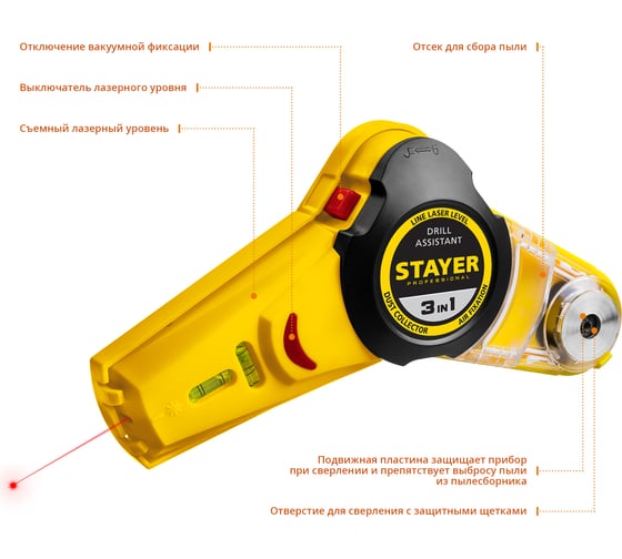 Уровень с приспособлением для сверления STAYER Drill Assistant 34987