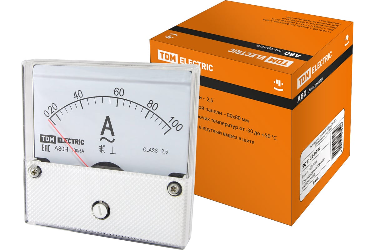 Амперметр TDM А80Н 100А/5А-2,5, без поверки SQ1102-0232 - выгодная цена ...
