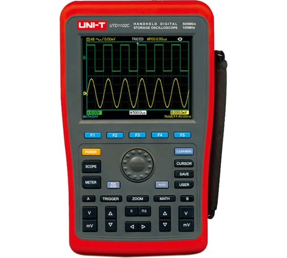 Цифровой портативный осциллограф UNI-T UTD1102C 2 канала, 100 МГц, 250Мв/с, c USB 00-00012508