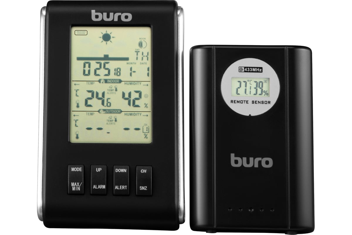 Погодная станция BURO H103G серебристый/черный 440848 - выгодная цена,  отзывы, характеристики, фото - купить в Москве и РФ