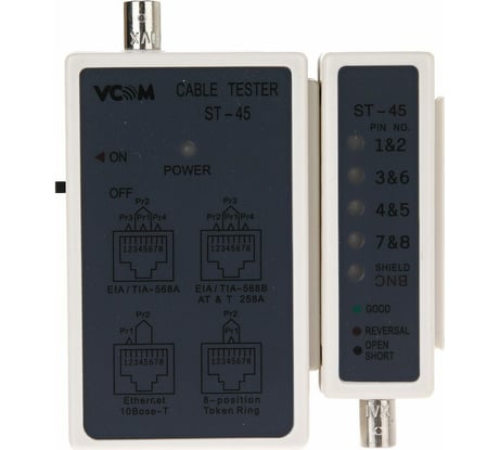 LAN тестер VCOM ST-45 для BNC, RJ-45 D1930