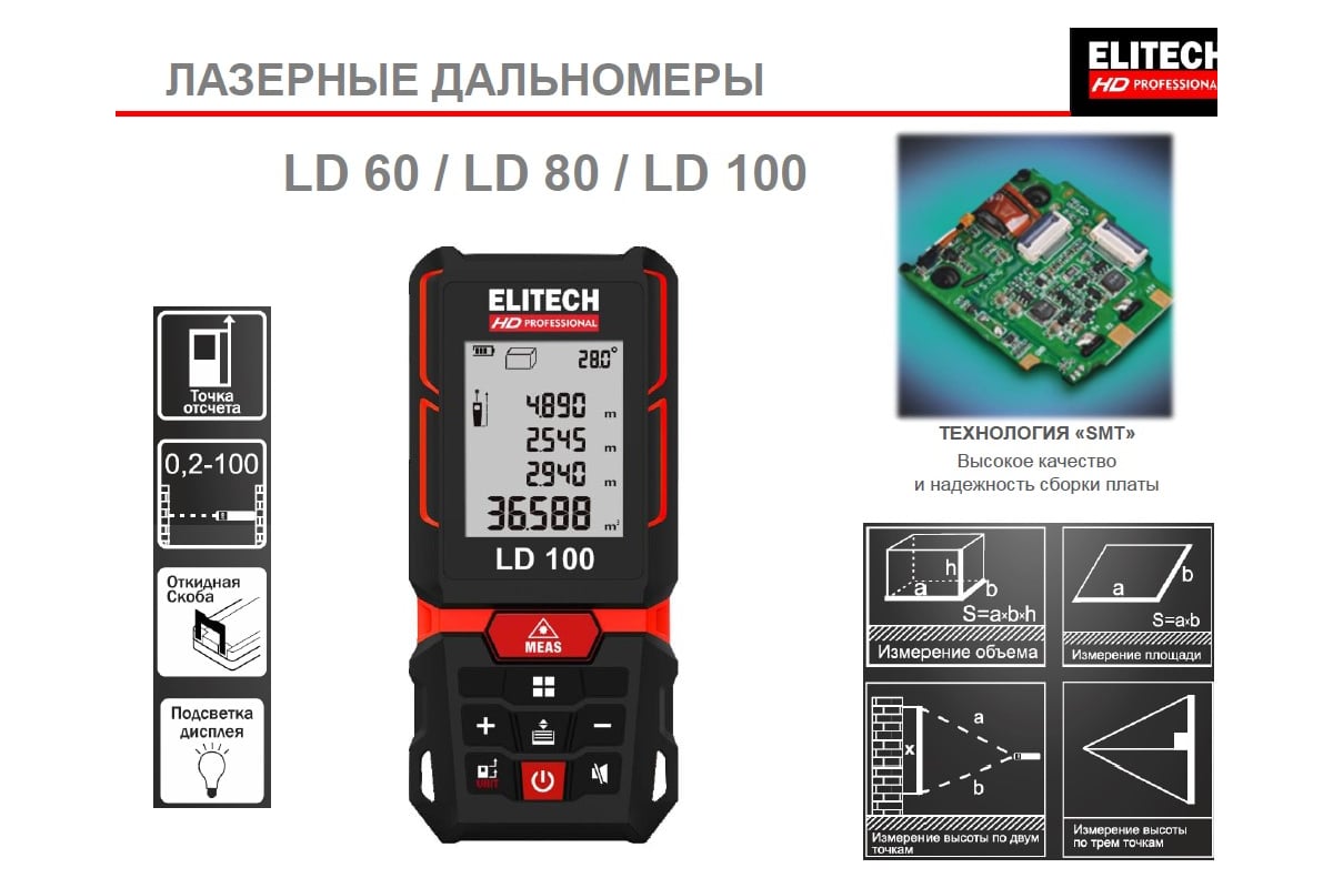 Дальномер Elitech hd ld 60 204769 - выгодная цена, отзывы ...