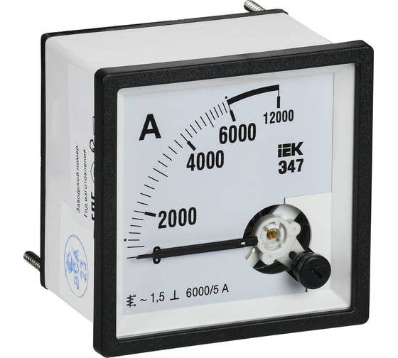 Амперметр IEK э47 6000/5а, класс точности 1.5, 72x72мм IPA10-6-6000-E