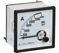 Амперметр IEK э47 2500/5а, класс точности 1.5, 72x72мм IPA10-6-2500-E
