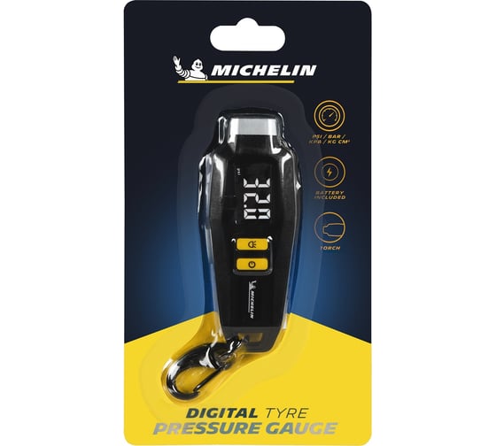 Цифровой манометр MICHELIN с фонариком, LCD дисплеем и креплением на ключи 12290