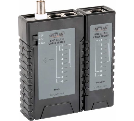 Кабельный тестер NETLAN RJ45, RJ12, RJ11, BNC EC-CT4511B