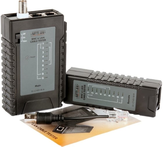 Кабельный тестер NETLAN RJ45, RJ12, RJ11, BNC EC-CT4511B