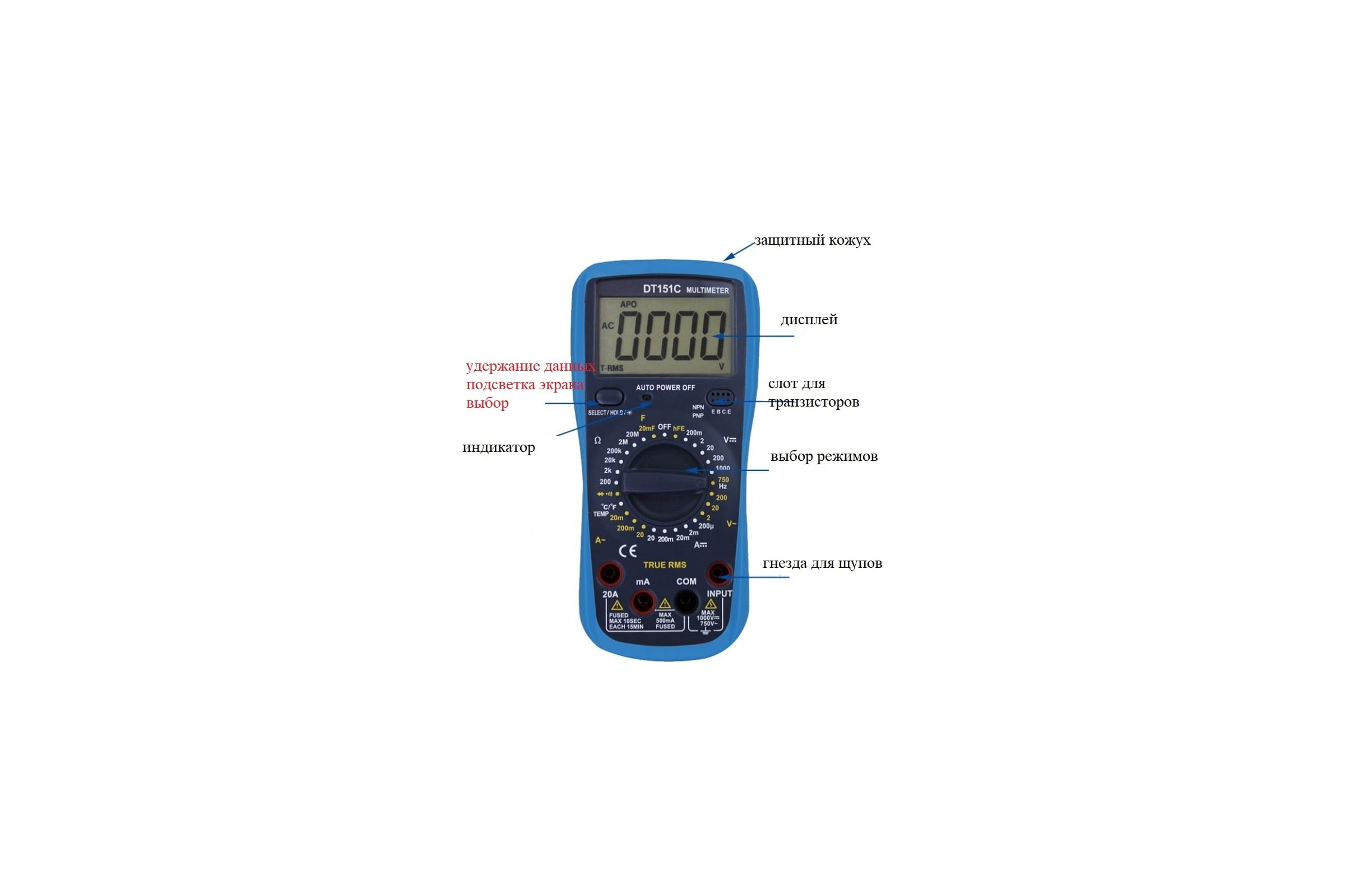 Цифровой мультиметр WHDZ True RMS DT151C — фото 3